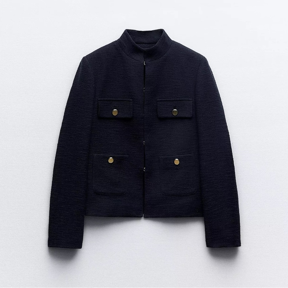 Zara Navy Blazer with Gold Buttons